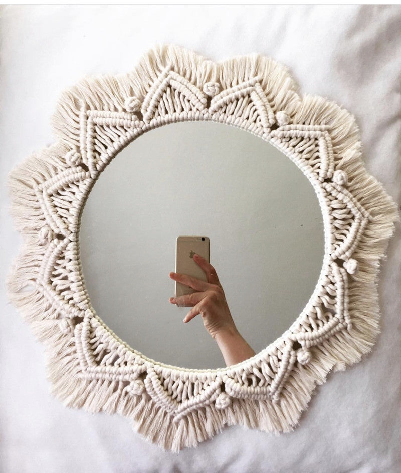 Sunflower Heart Mirror, Handmade Tapestry Decor