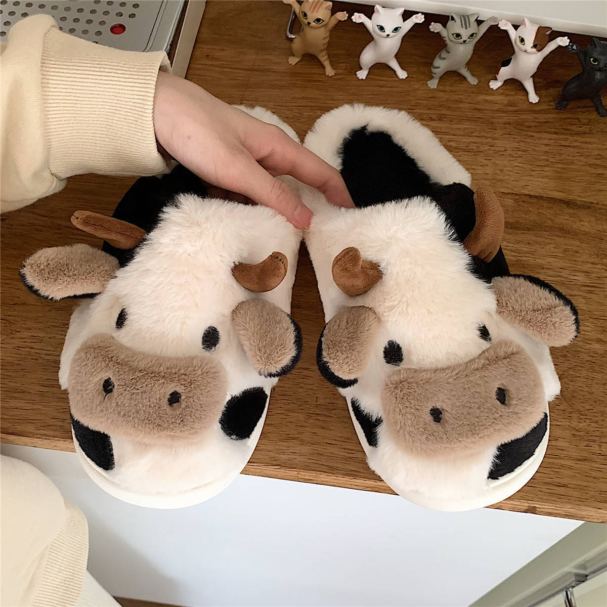 Cute Cow Slippers - Soft, Fluffy, and Warm for Women