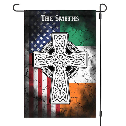 Irish And American Flag Personalized Custom Garden Flag C161