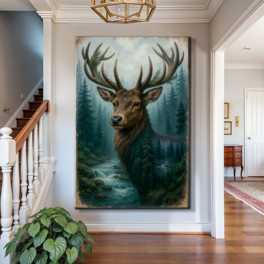 Misty Stag Double Exposure Wall Art