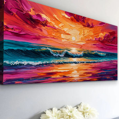 Coastal Sunset Impasto Wall Art
