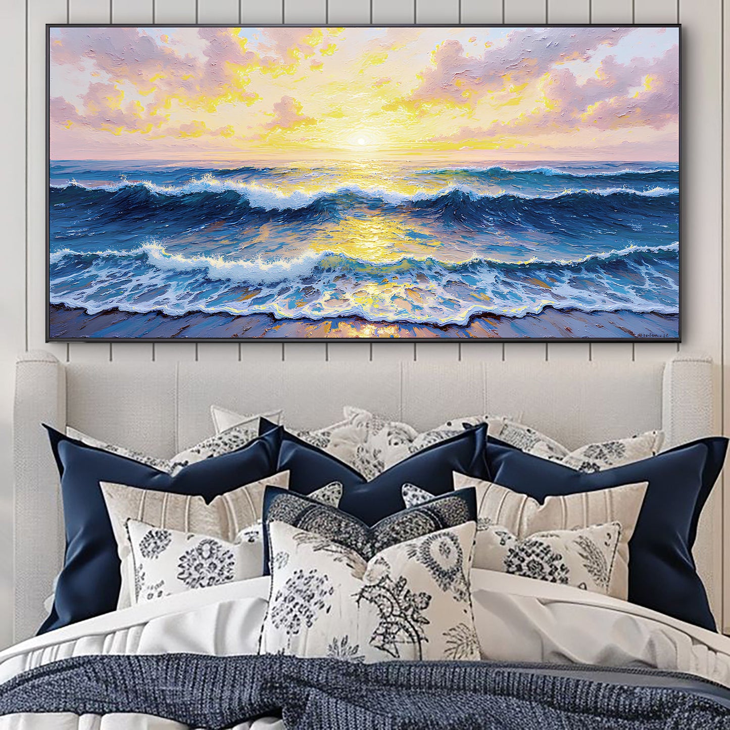 Golden Horizon Impasto Wall Art