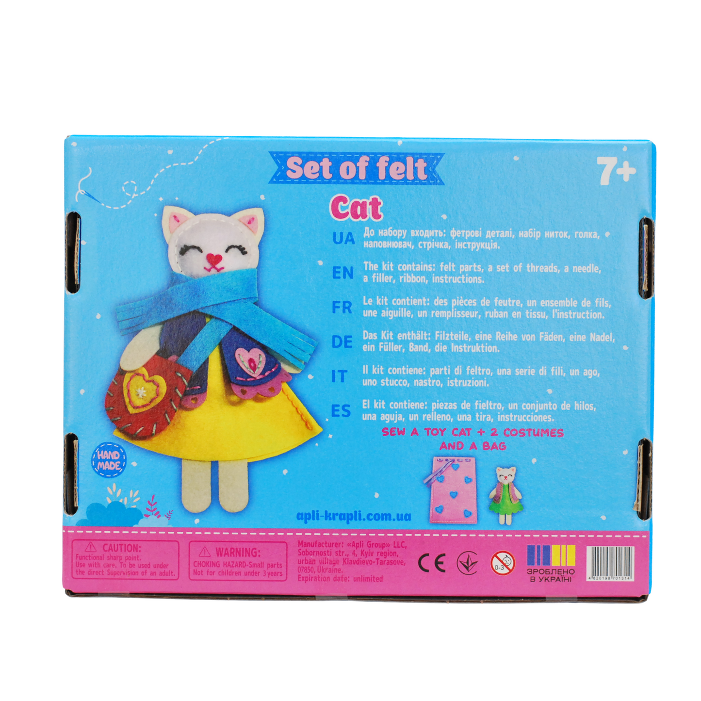 APLI Krapli - APLI Krapli Sewyourself Felt Toy Kit Toy Cat Precut Felt Stuffing Thread & Safe Needle Ages 6+