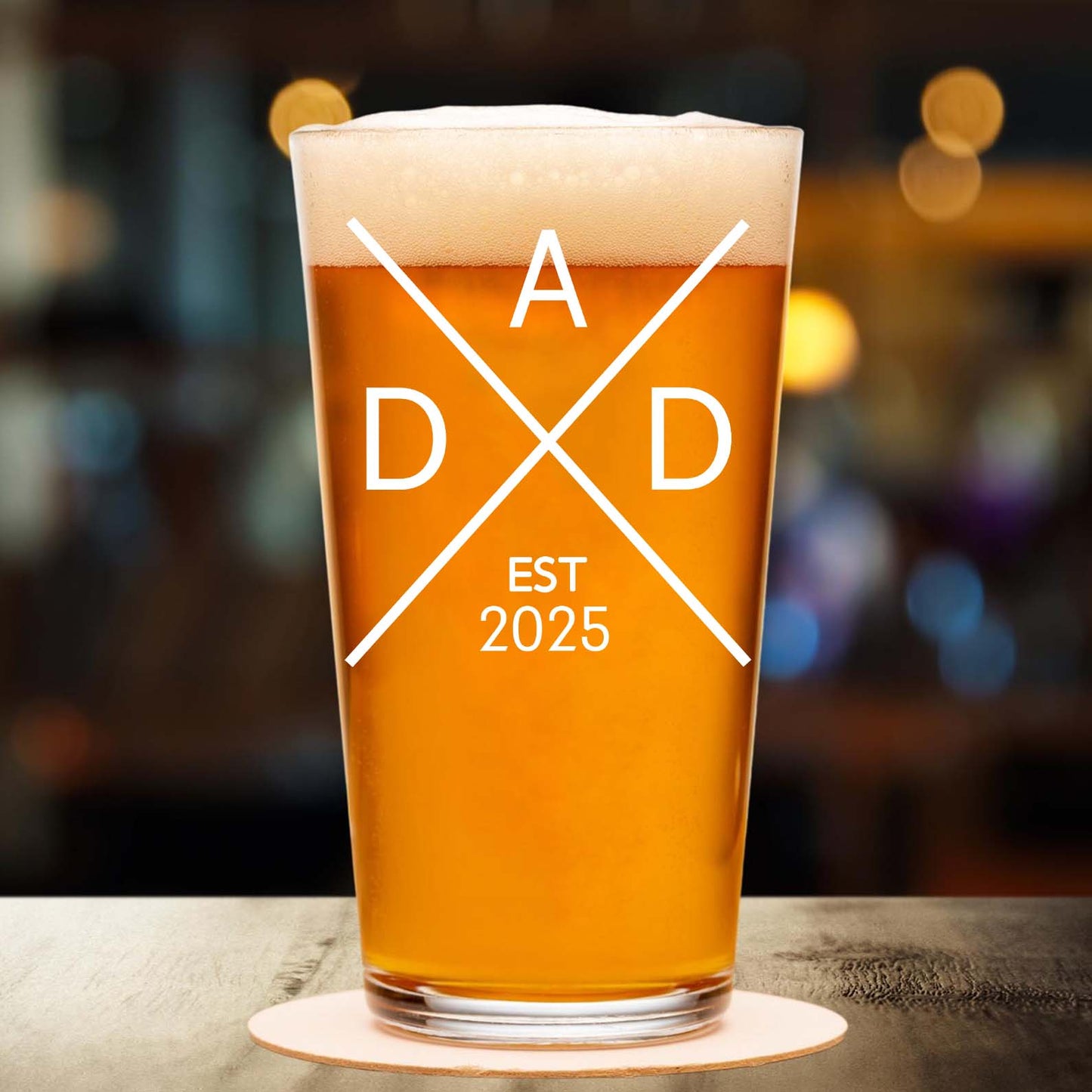 New Dad Beer Glass With EST Year | Custom First Time Dad Gift | Personalized Beer Glass for Father’s Day, Established Daddy Drinkware 682258