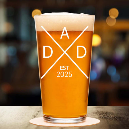 New Dad Beer Glass With EST Year | Custom First Time Dad Gift | Personalized Beer Glass for Father’s Day, Established Daddy Drinkware 682258