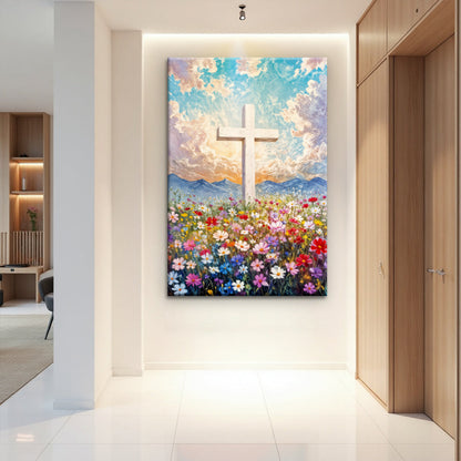 Cross Floral Field Faith Wall Art II
