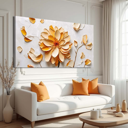 Golden Dandelion Minimalist Abstract Wall Art III