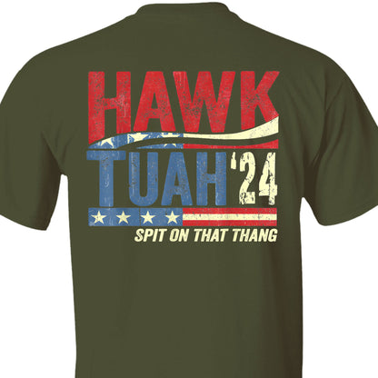 Hawk Tuah Spit On That Thang 2024 American Flag | Hawk Tuah Shirt | Election Tee | Political Dark Backside Shirt C1081 - GOP