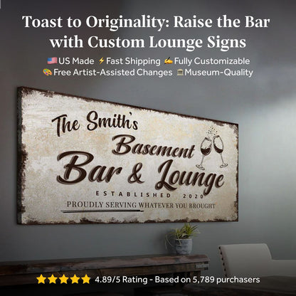 Basement Bar And Lounge Sign X