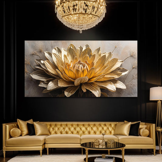 Golden Dandelion Minimalist Abstract Wall Art VII
