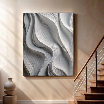 Modern Monochrome Waves Abstract Wall Art