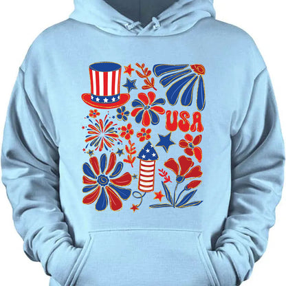 Retro America Coquette Shirt | Floral 4th Of July T-Shirt | Vintage USA Shirt | Land Of The Free Shirt | Independence Day Shirt 682323