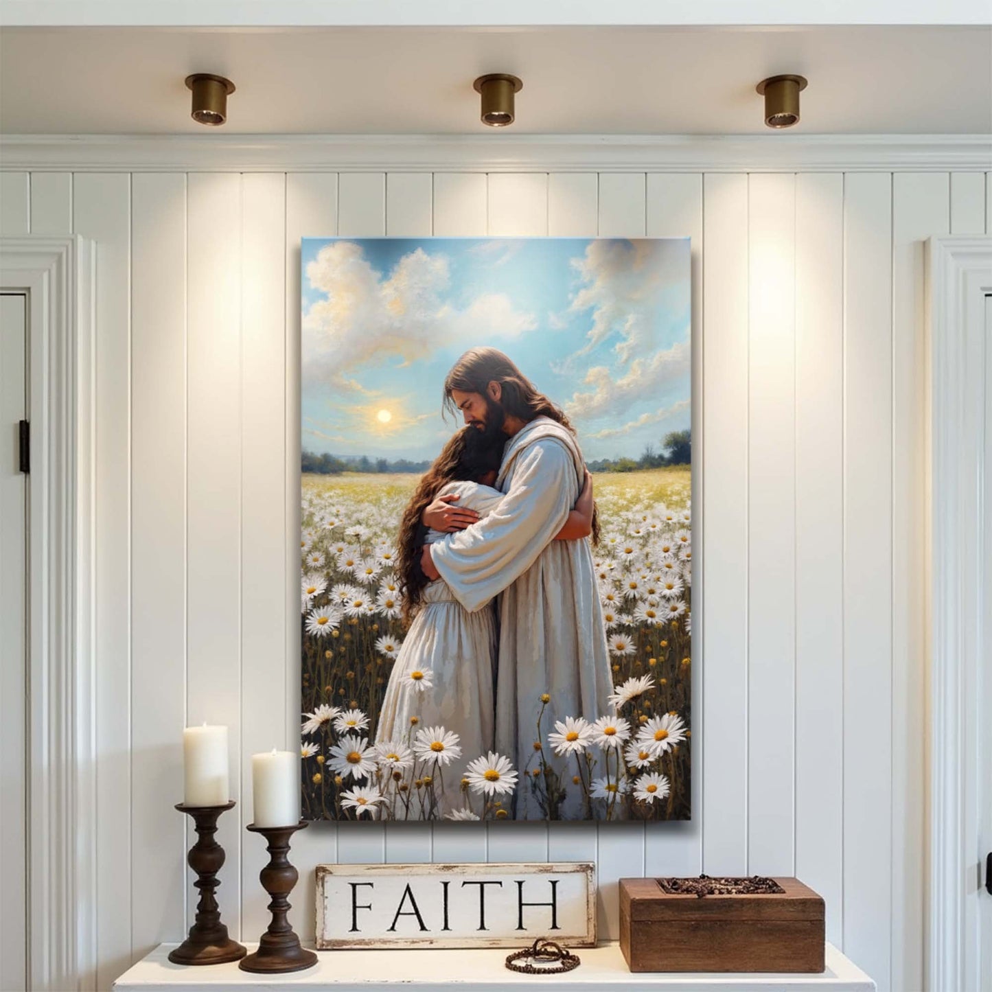 Jesus Hugging Woman Faith Wall Art