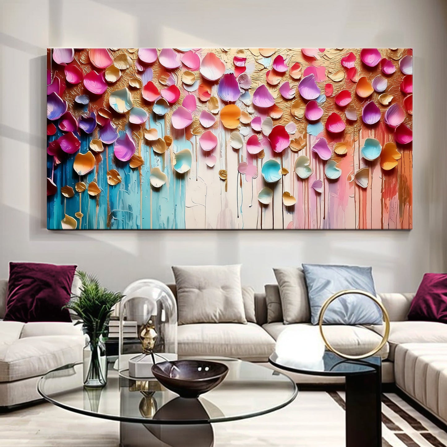 Vibrant Petals Impasto Wall Art