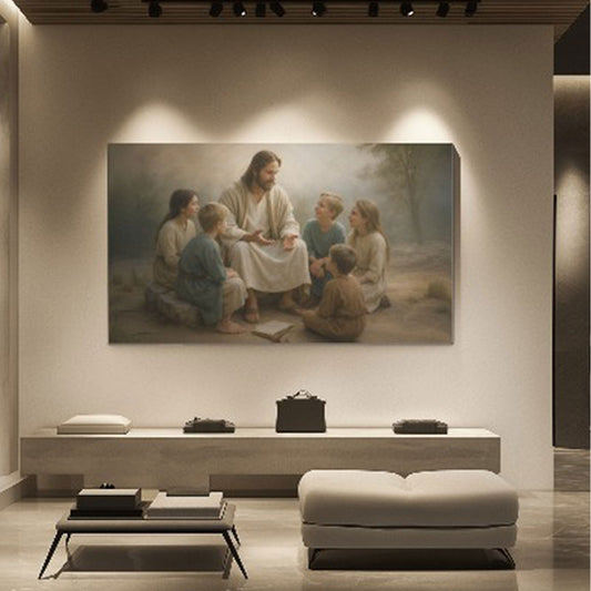 Jesus with Children Faith Wall Art III
