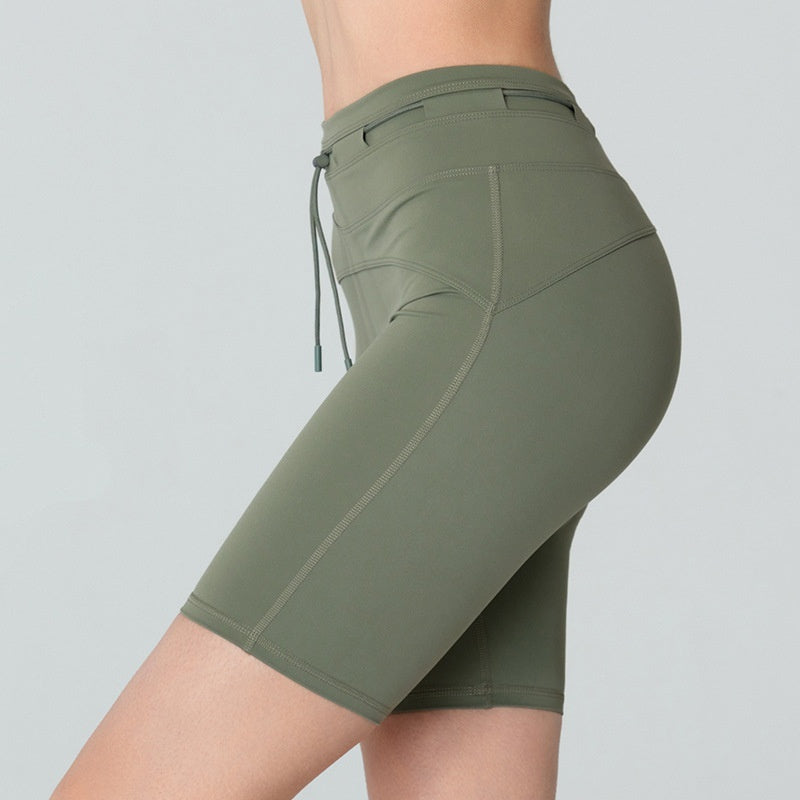 High Waist Drawstring Yoga Shorts