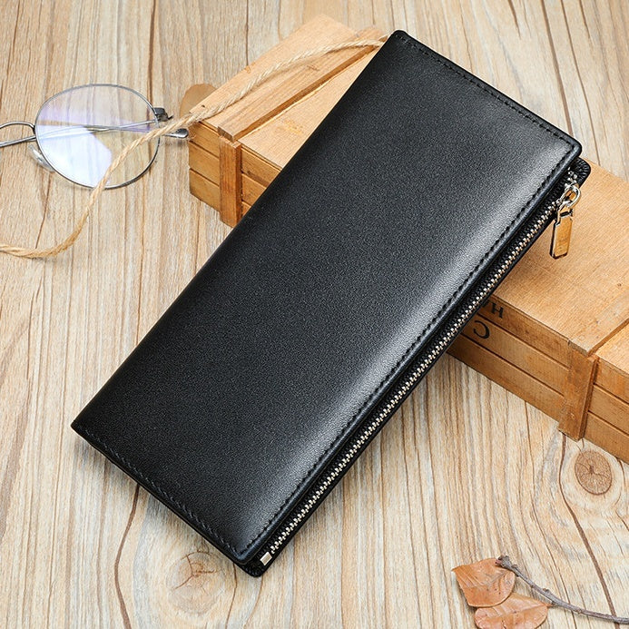 Handmade Cowhide Men's Zip Wallet Anti-theft