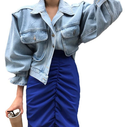 Fashion Short Personalized Denim Coat For Women