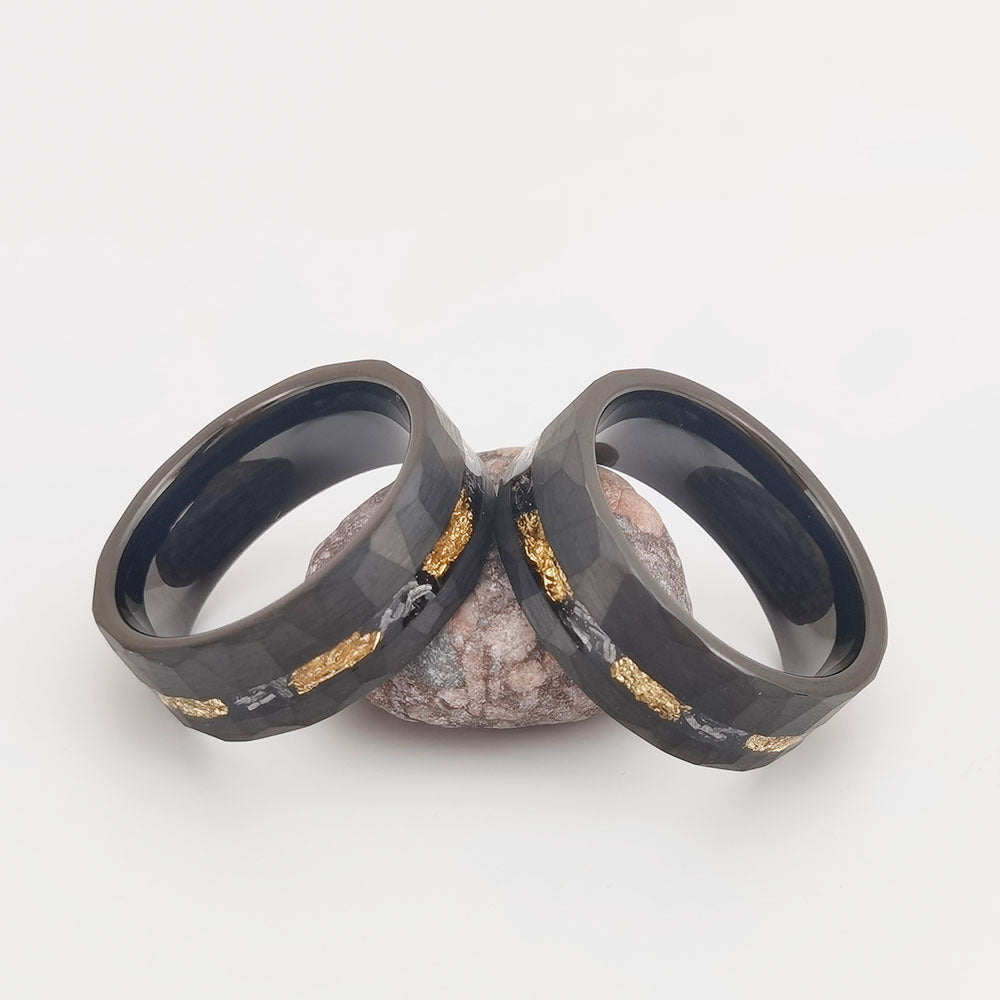 Gold Foil Debris Tungsten Ring