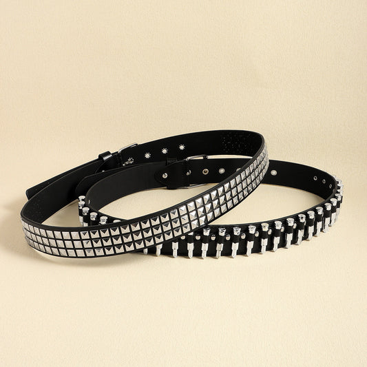 Rivet Belt Punk Bullet Black Belt