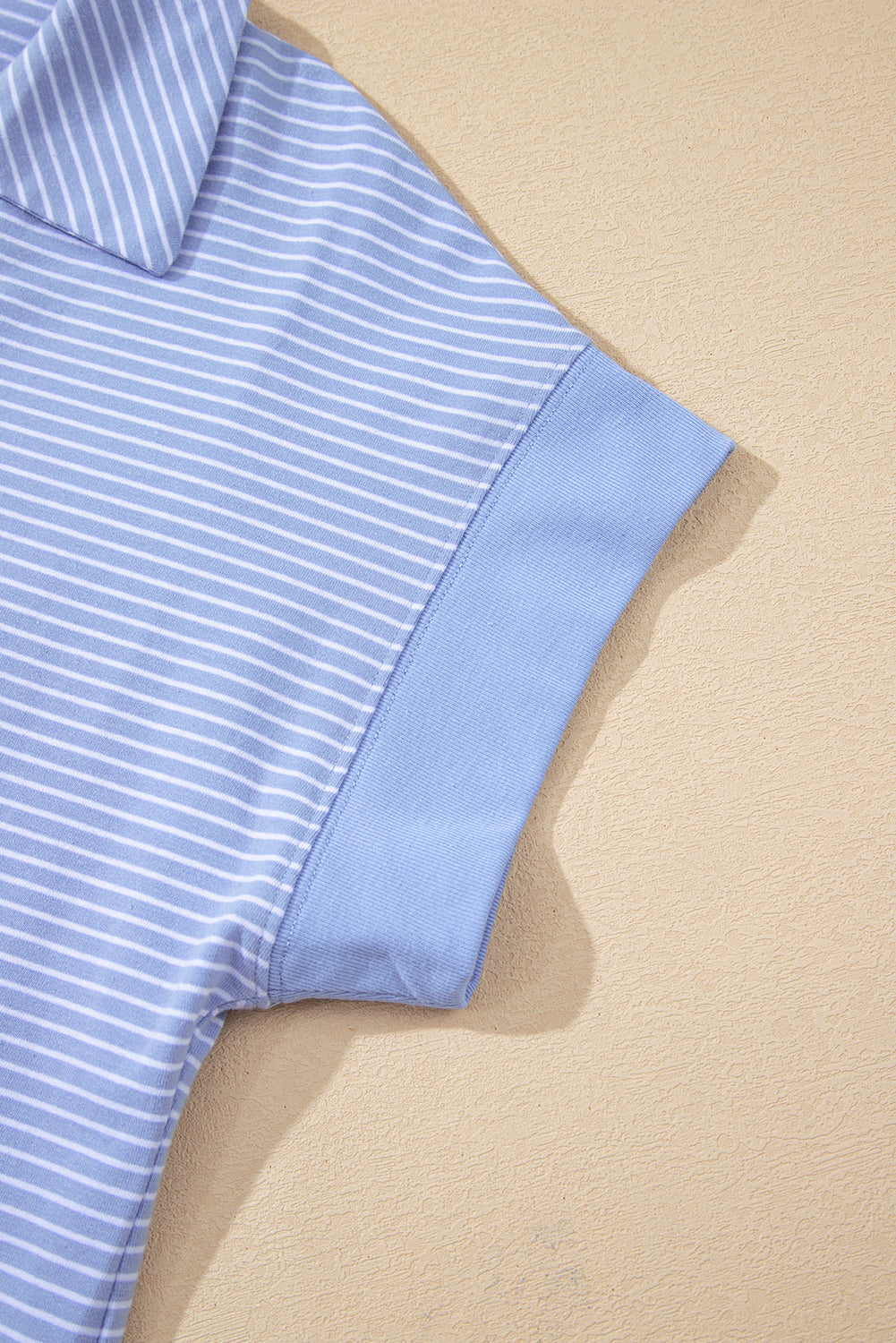 Stripe Dolman Polo Shirt & Drawstring Shorts Set