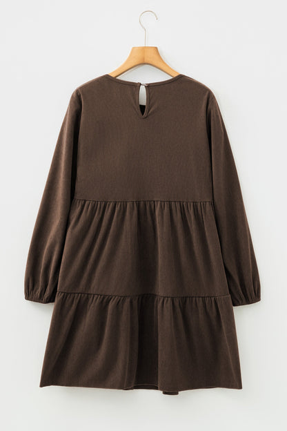 Lantern Sleeve Tiered Mini Dress
