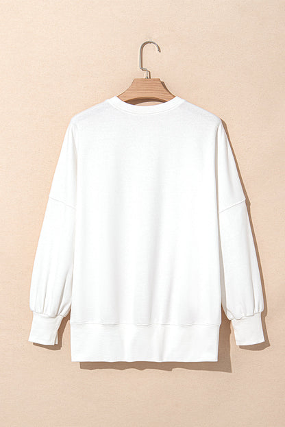 Valentine Bow Sequin Long Sleeve Oversize Sweatshirt