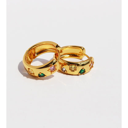 French Retro Colored Zircon Earrings