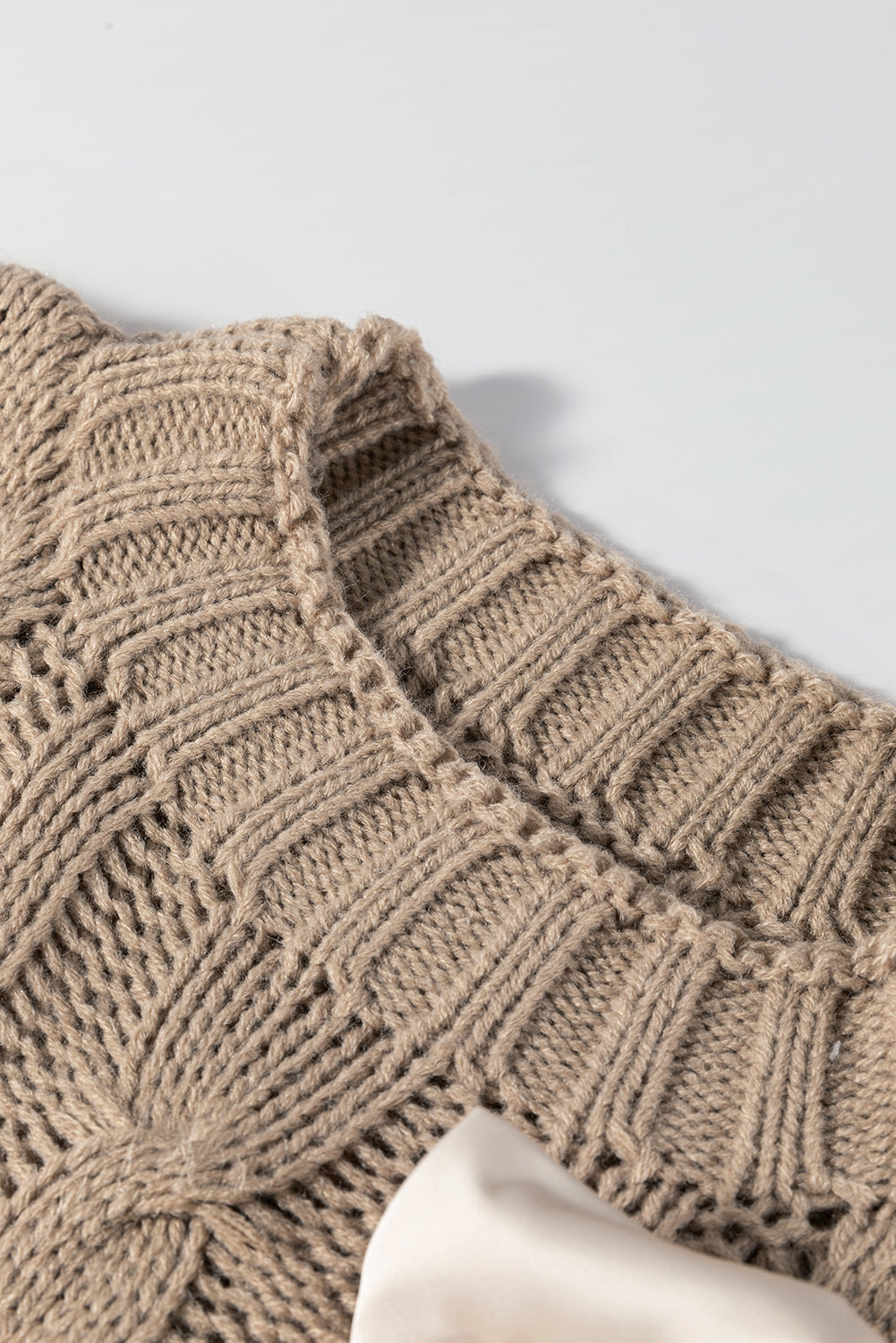 Cable Knit Colorblock Satin Bowknot Sweater