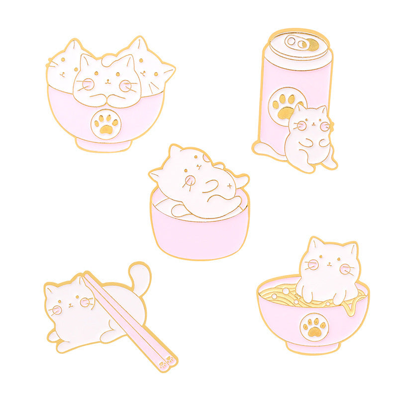 Golden M Badge Kitty Brooch