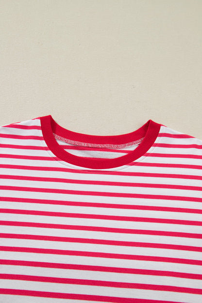 Stripe Drop Shoulder Half Sleeve T-Shirt