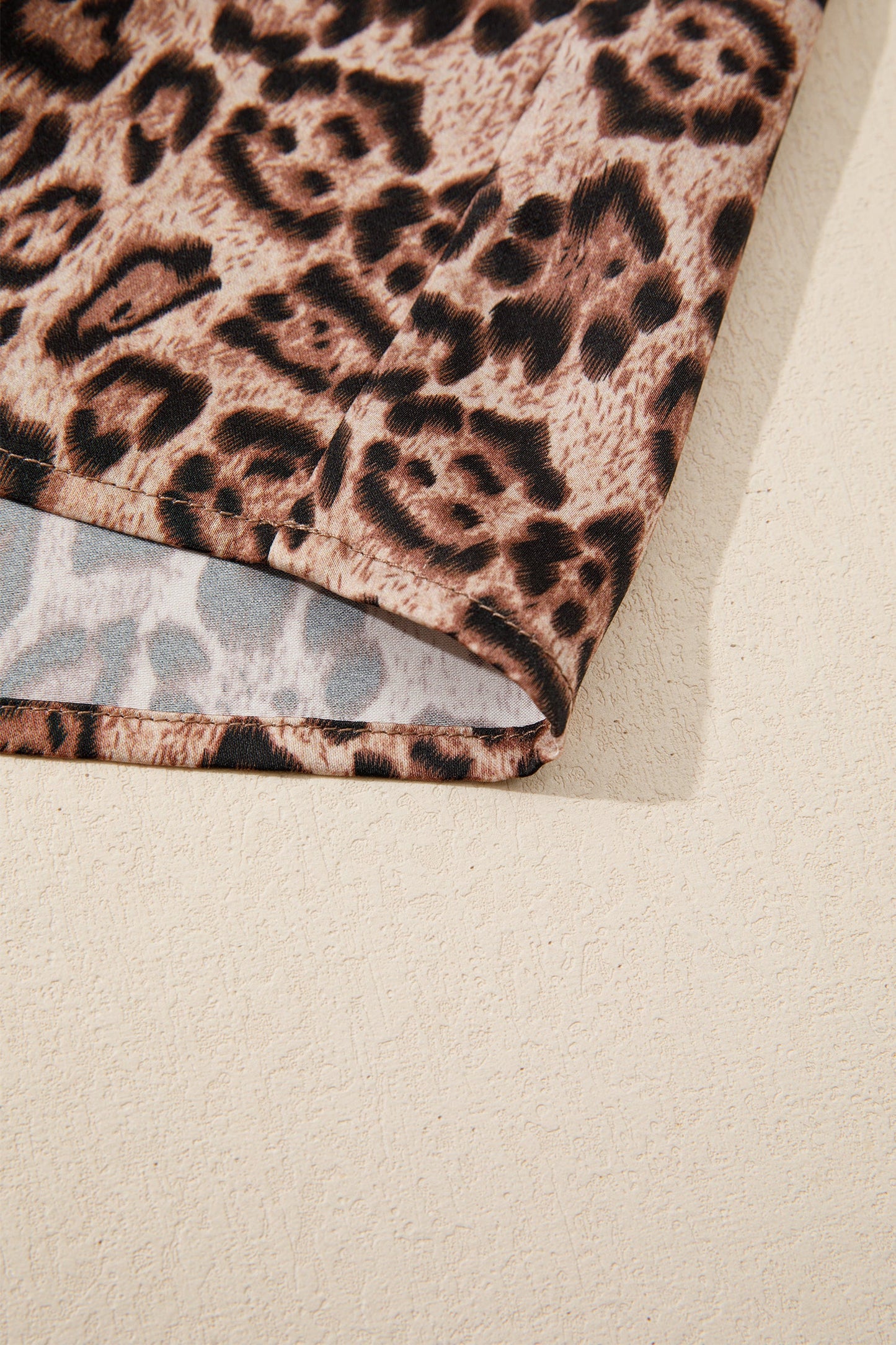 Leopard Bow-Tie Puff Sleeve Blouse