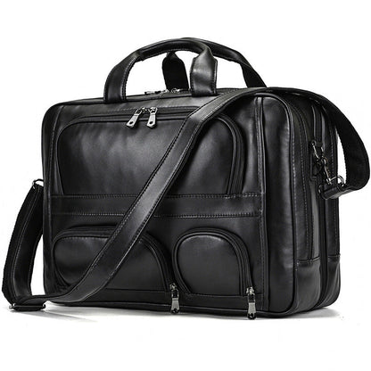 Men's Leather Briefcase Large Capacity 17-inch
