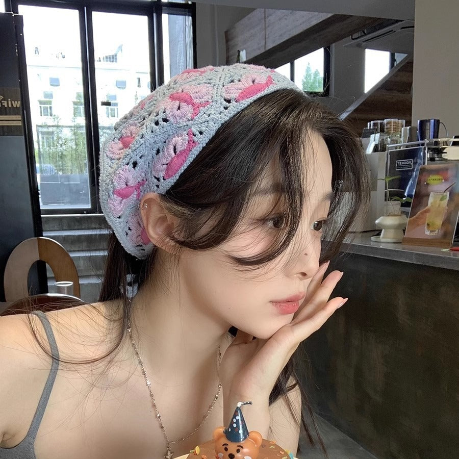 Hand-Knitted Triangular Headcloth Sweet Style