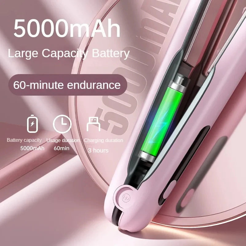Portable Wireless 2-in-1 Hair Straightener & Curler