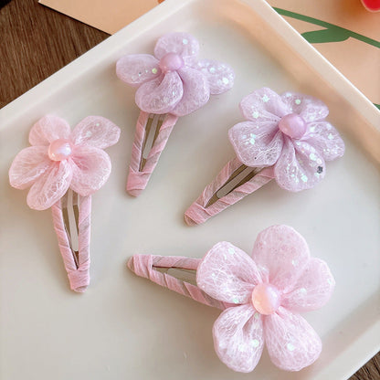 Sweet Snow Yarn Flower Children's Barrettes