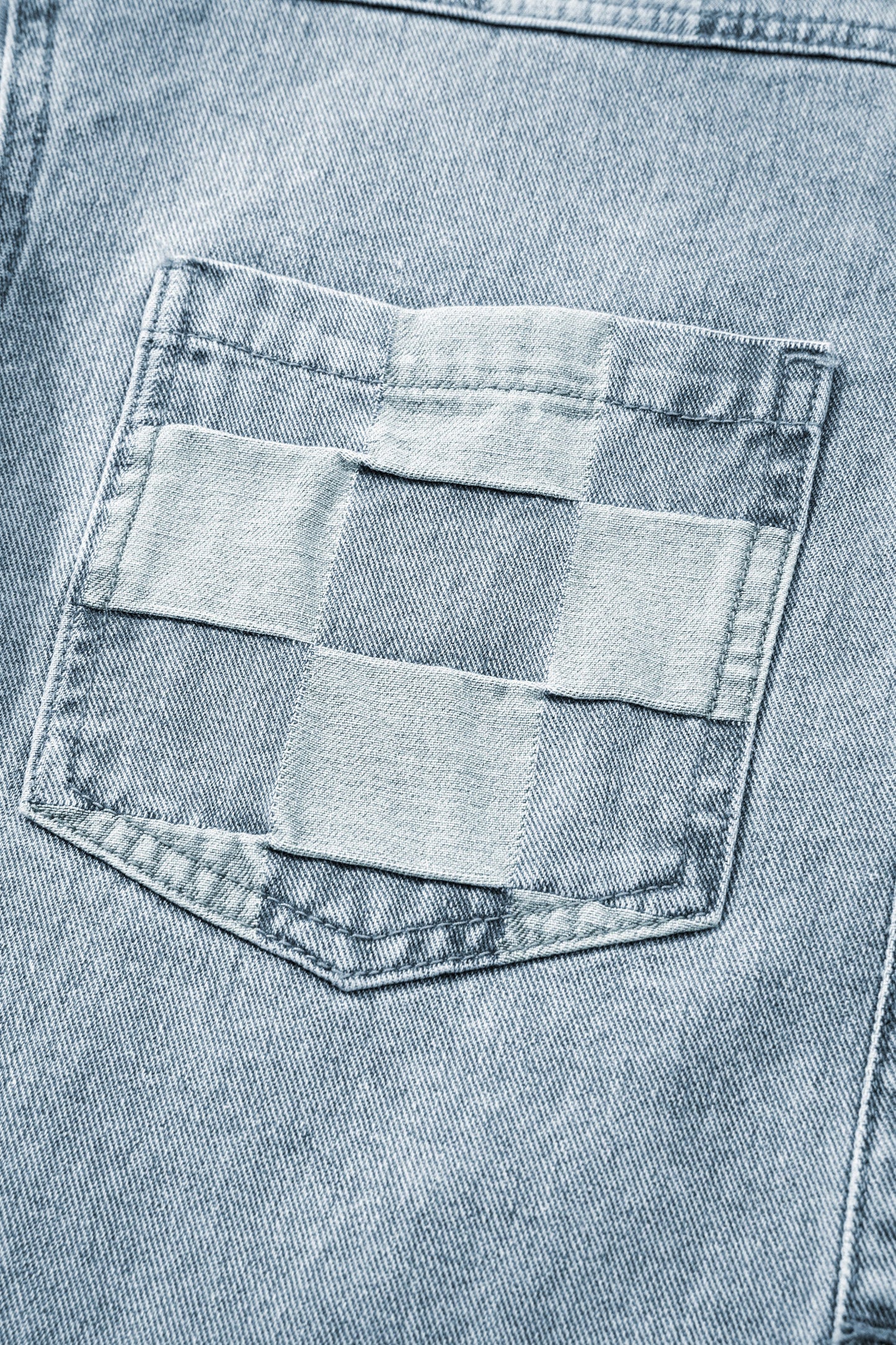 Denim Checkered Patchwork Womens Casual Jacket