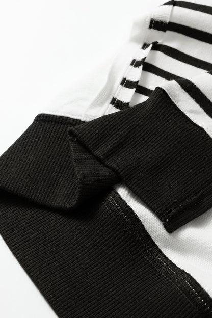 Stripe Sleeve Patchwork Casual Knit Top