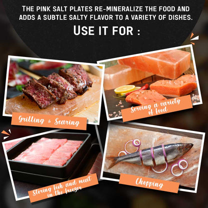 Himalayan Pink Salt Cooking Plate by Pride of India – Serving Plate for Cutting/Grilling – 100% Naturally Occurring Pink Salt/Food Grade – Easy to Use -Grilling Ideas for Kitchen