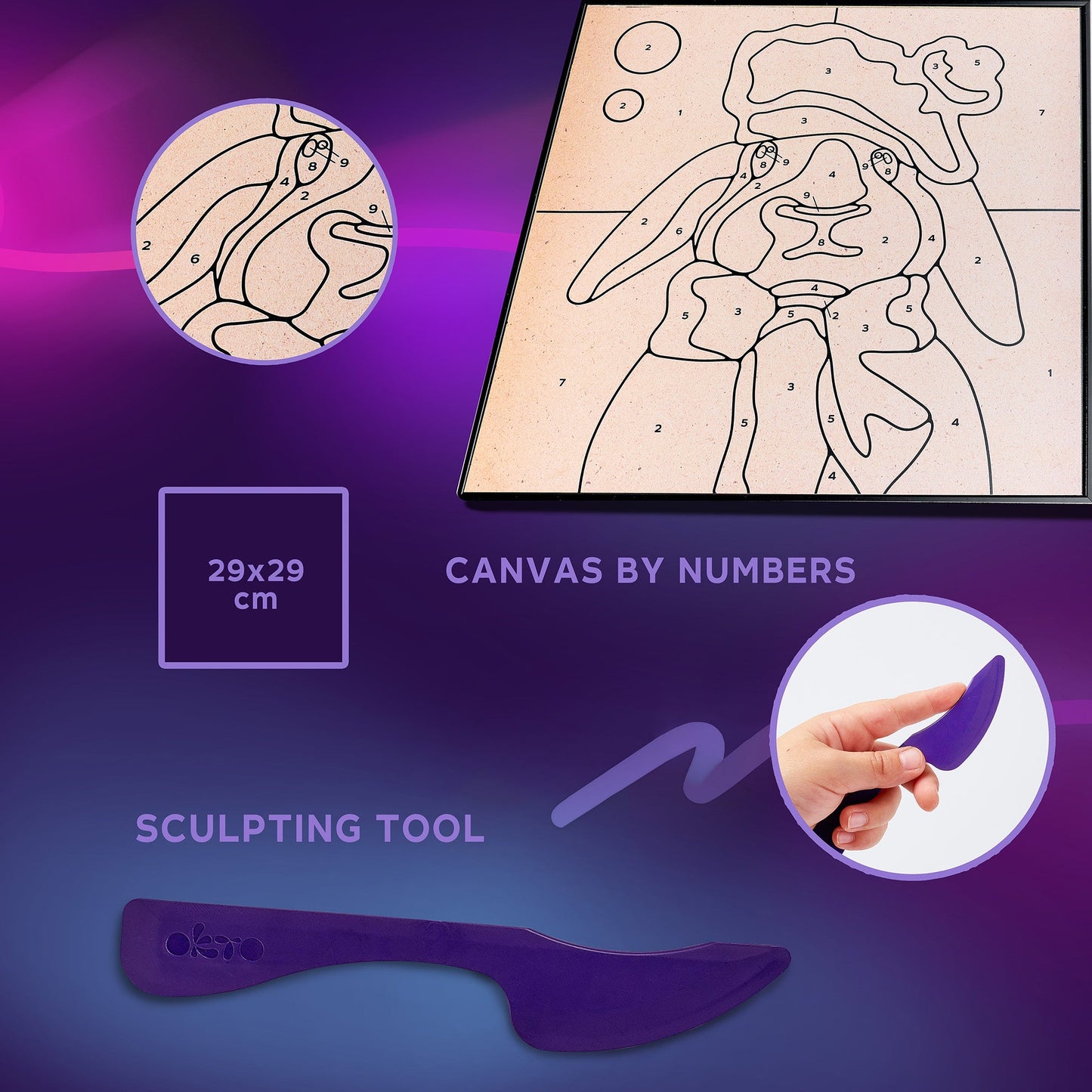 OKTO Clay-by-Numbers Kit – “Bunny” (11.4” x 11.4”)
