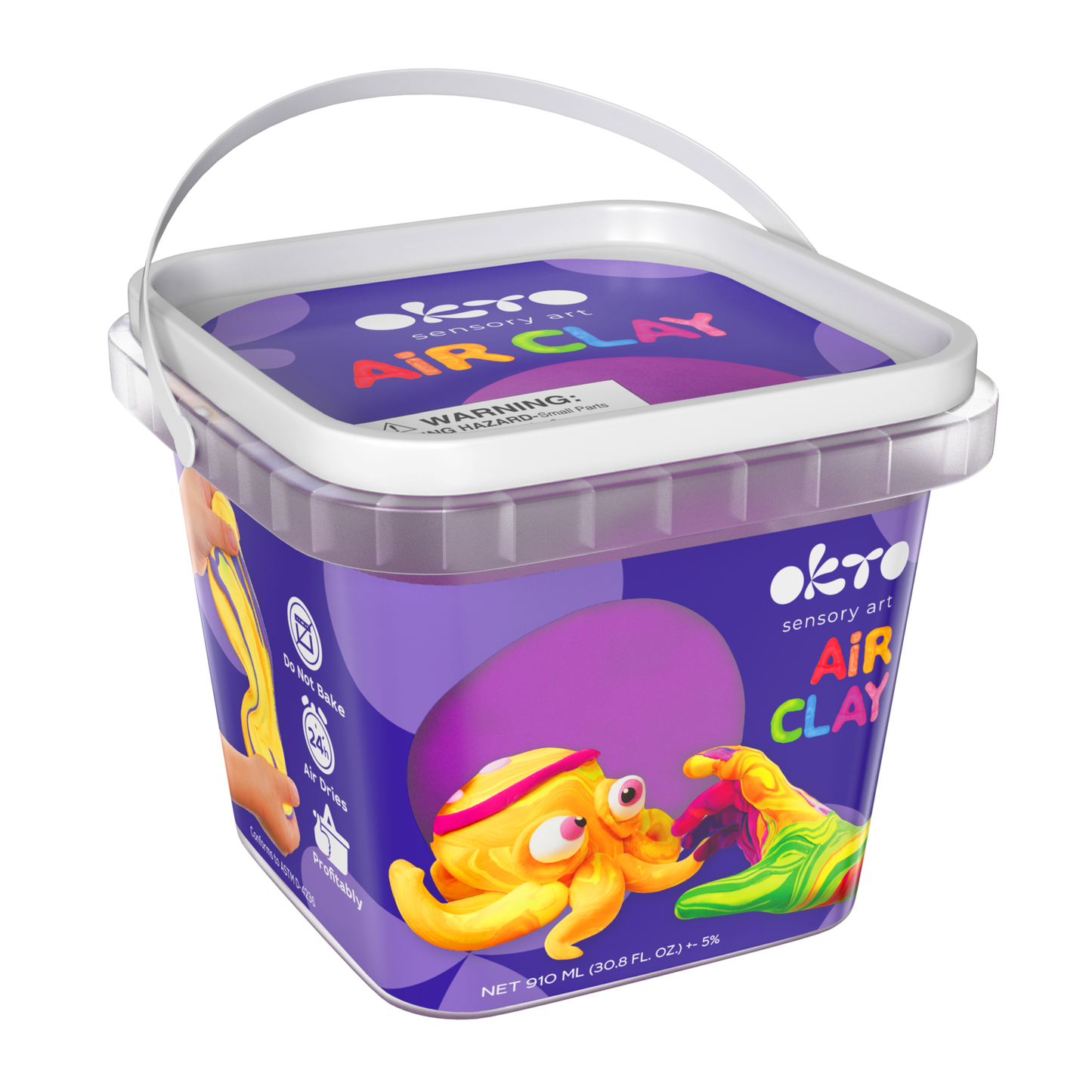 OKTO Air Dry Clay Bucket, 910 ml (31 fl oz) — Purple — Ages 8+