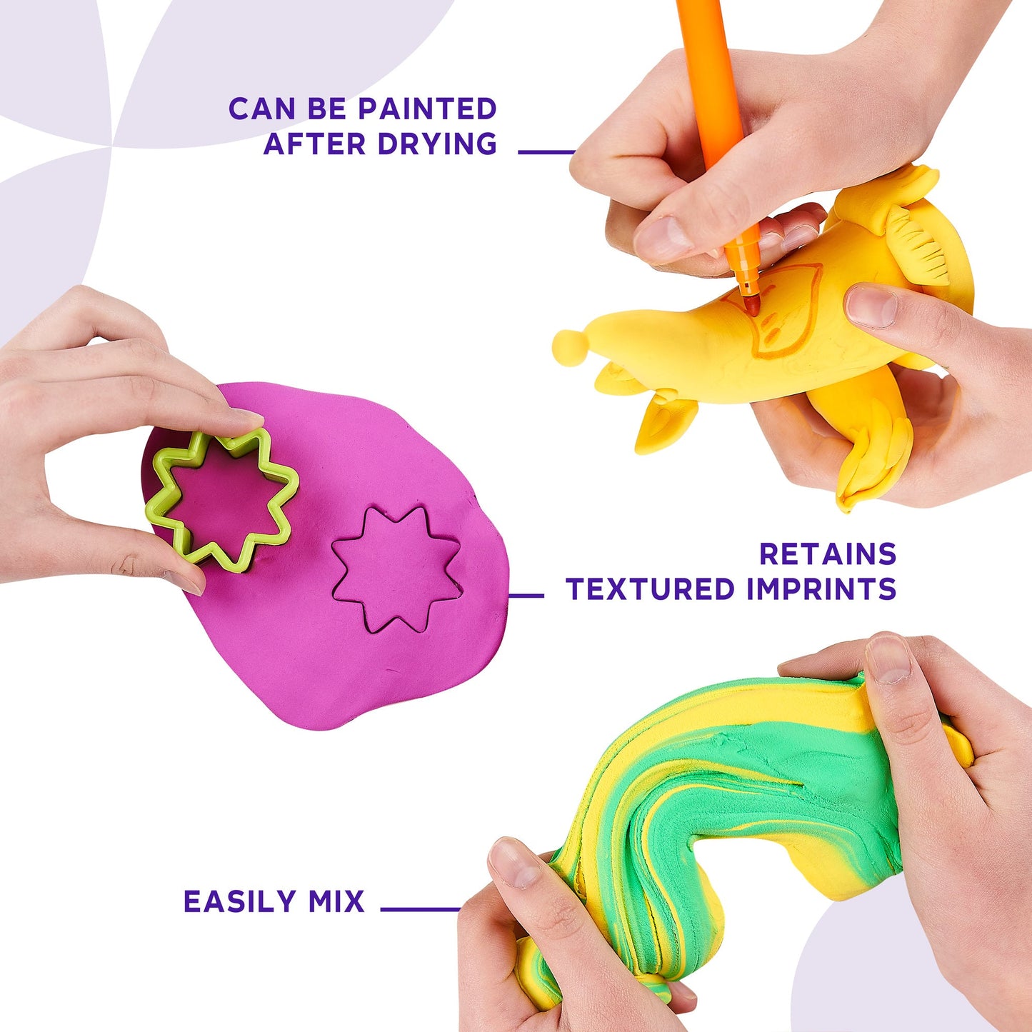 OKTO Air Dry Clay Bucket, 910 ml (31 fl oz) — Purple — Ages 8+