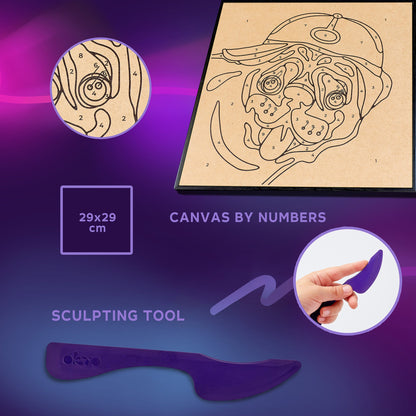 OKTO Clay by Numbers — Pug Dog — (16.54×12.01 in) — Ages 5+