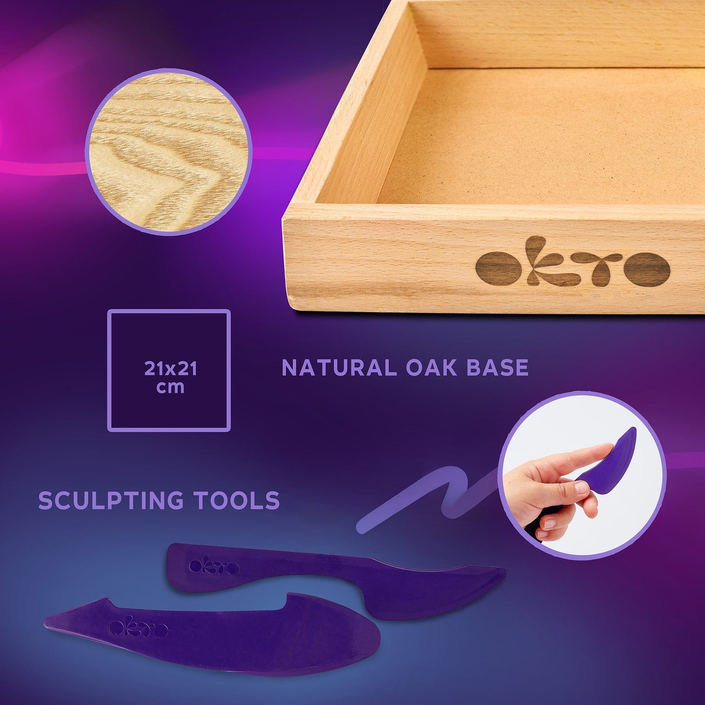 OKTO Little Worlds — Mommy Troll — Foam Air‑Dry Clay Wooden Art Kit (~8.3″ Square) — Ages 8+