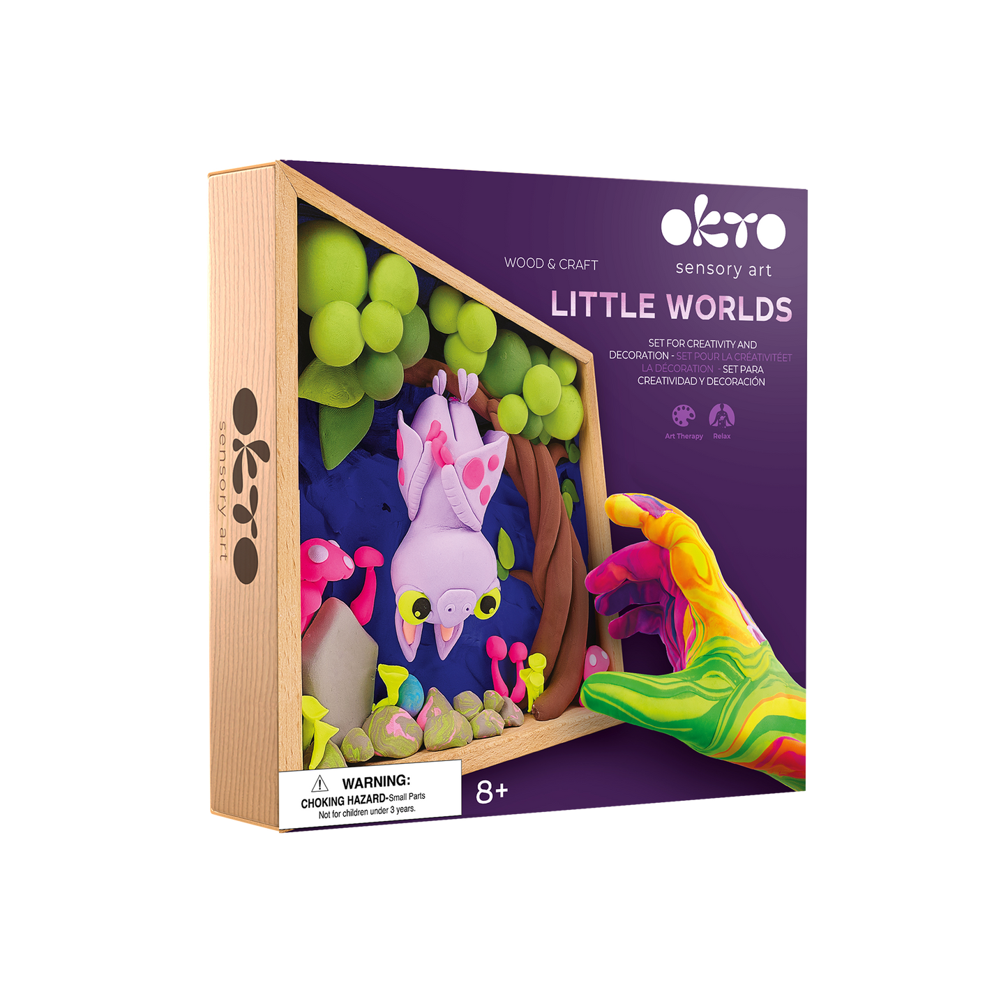 OKTO Little Worlds — Bat — Foam Air‑Dry Clay Wooden Art Kit (~8.3″ Square) — Ages 8+