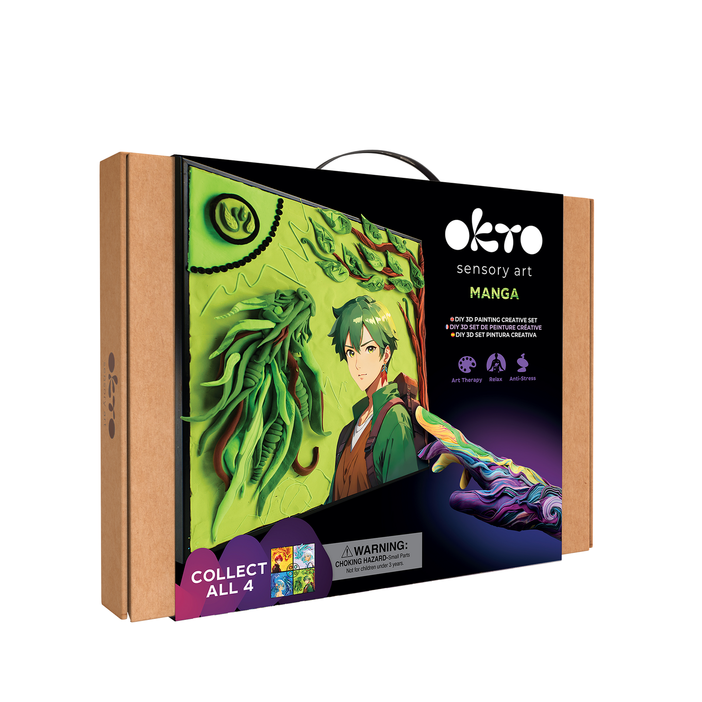 OKTO Manga Elements — Earth — 3D Clay Canvas Kit (11.8×15.7 in) — Ages 10+