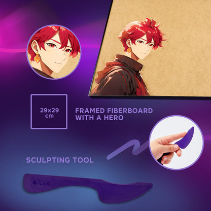 OKTO Manga Elements — Fire — 3D Clay Canvas Kit (11.8×15.7 in) — Ages 10+