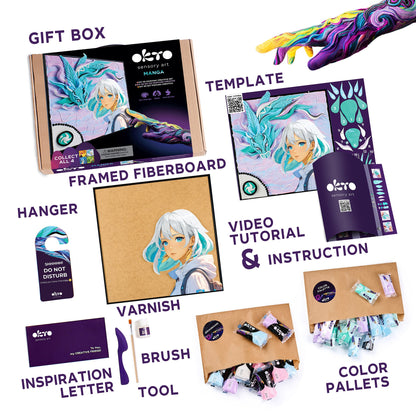 OKTO Manga Elements — Air — 3D Clay Canvas Kit (11.8×15.7 in) — Ages 10+
