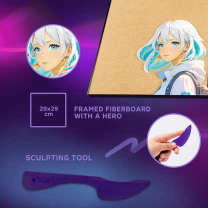 OKTO Manga Elements — Air — 3D Clay Canvas Kit (11.8×15.7 in) — Ages 10+