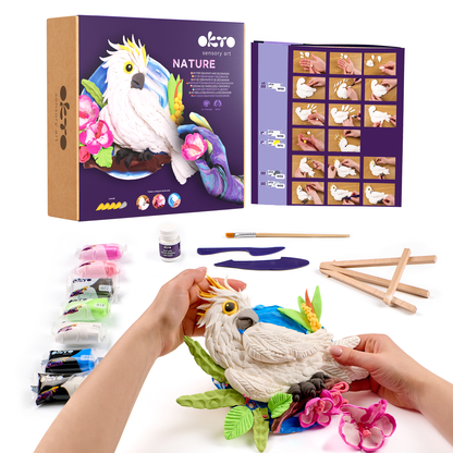 OKTO Air-Dry Clay 3D Painting Kit – 3D Cockatoo (11.4 x 11.4 in)